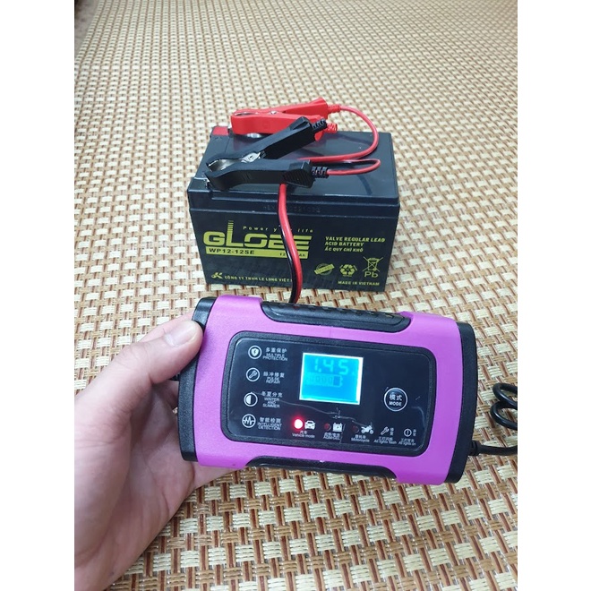 Sạc Ắc Quy thông minh cho Ô tô, xe máy & xe điện trẻ em 12V 6A - Phục hồi ắc quy - Khử Sunfat - Sạc thông minh 12V