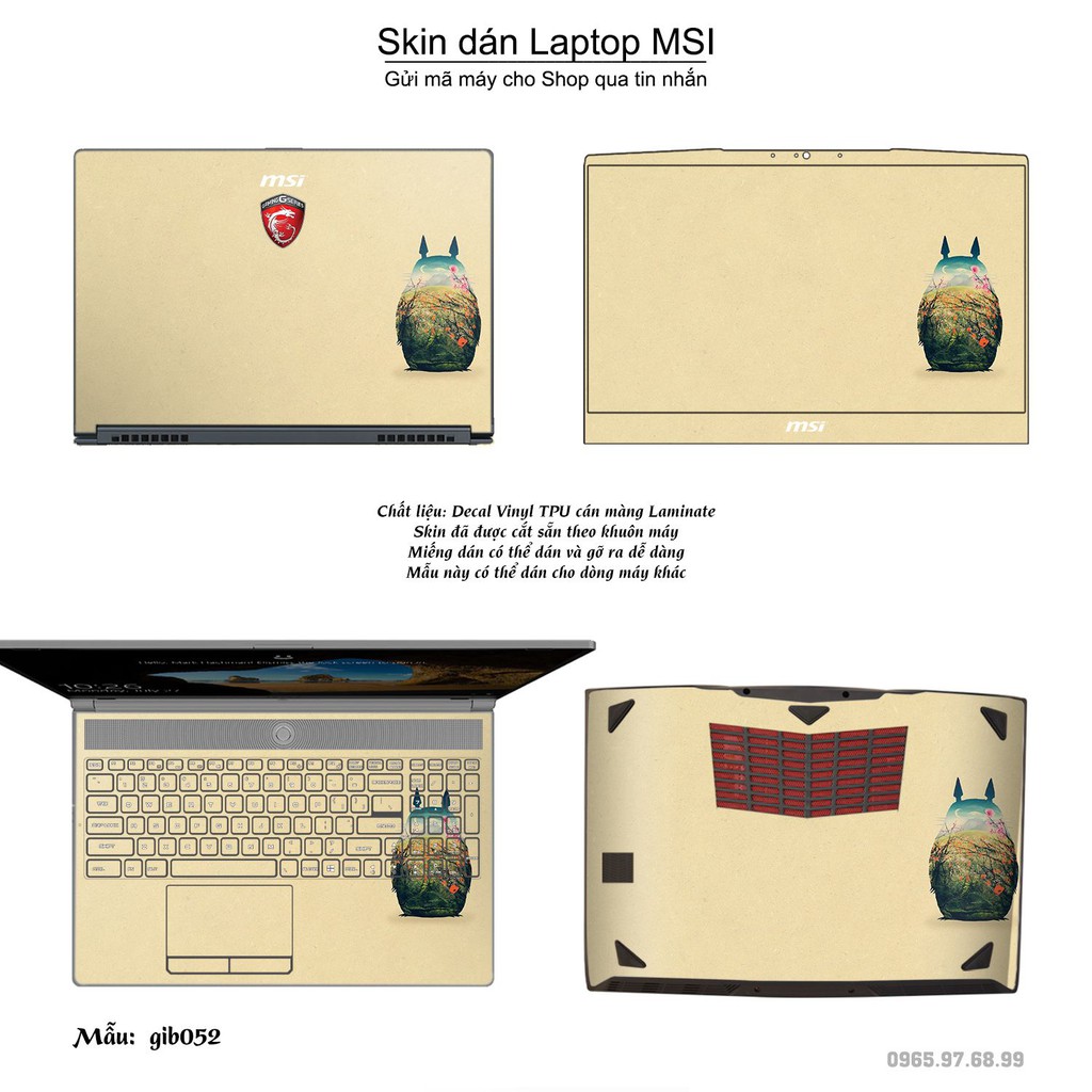 Skin dán Laptop MSI in hình Ghibli photo (inbox mã máy cho Shop)