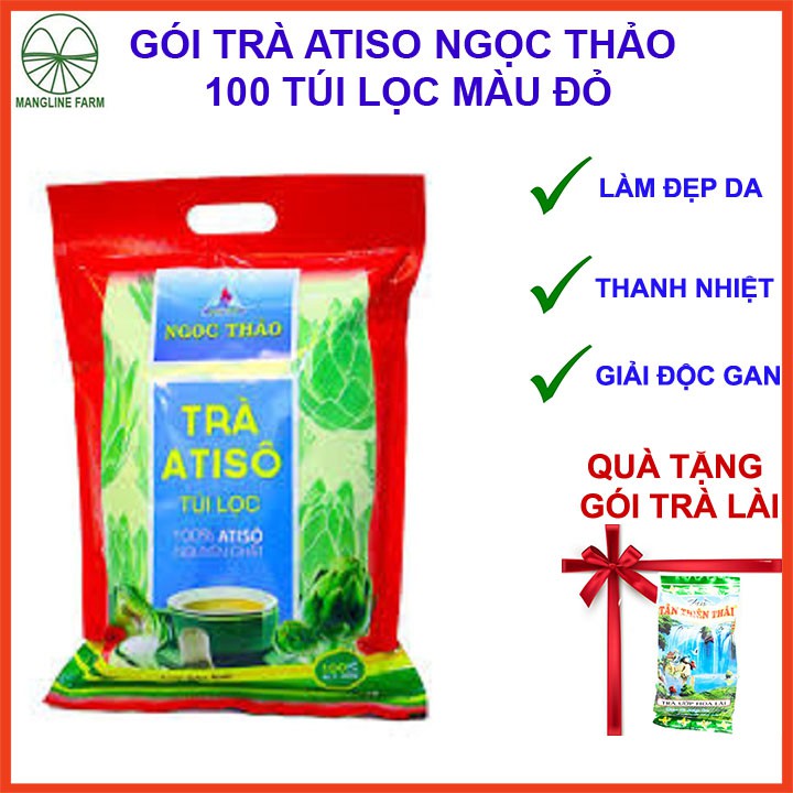 Trà Atiso túi lọc Ngọc Thảo gói 100 túi loại đặc biệt màu đỏ Đặc sản Đà Lạt đồ uống đẹp da mặt thanh nhiệt giải độc gan