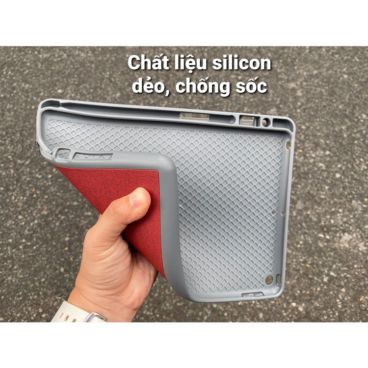 Bao da sợi vải Mutural cho iPad Gen 10 9 8 7 10.2 Air 5 4 10.9 inch 2020 Pro 11 2021 2020 có khay bút