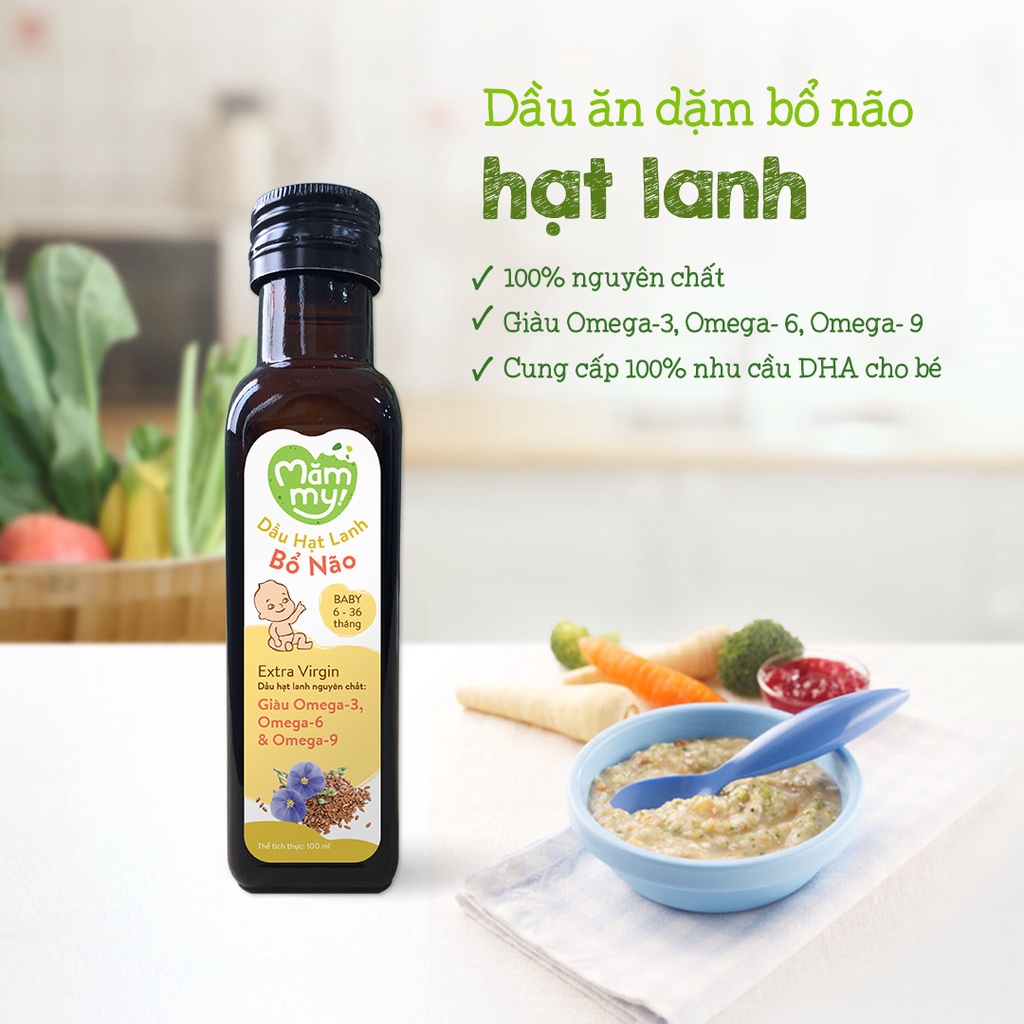 [NHẬP KHẨU] Dầu Ăn Dặm Bổ Não Hạt Lanh Mămmy - Cung Cấp Omega 3 và Dinh Dưỡng Cần Thiết Cho Trẻ Ăn Dặm