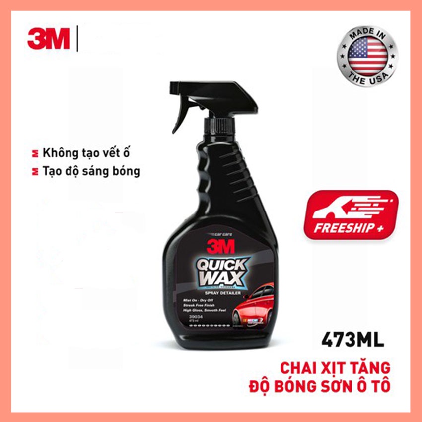 Chai Xịt Tăng Độ Bóng Bề Mặt Sơn Ô Tô Xe Máy 3M 39034 Quick Wash 473ml Làm mới Bề Mặt Xe - Nhập Khẩu 3M USA