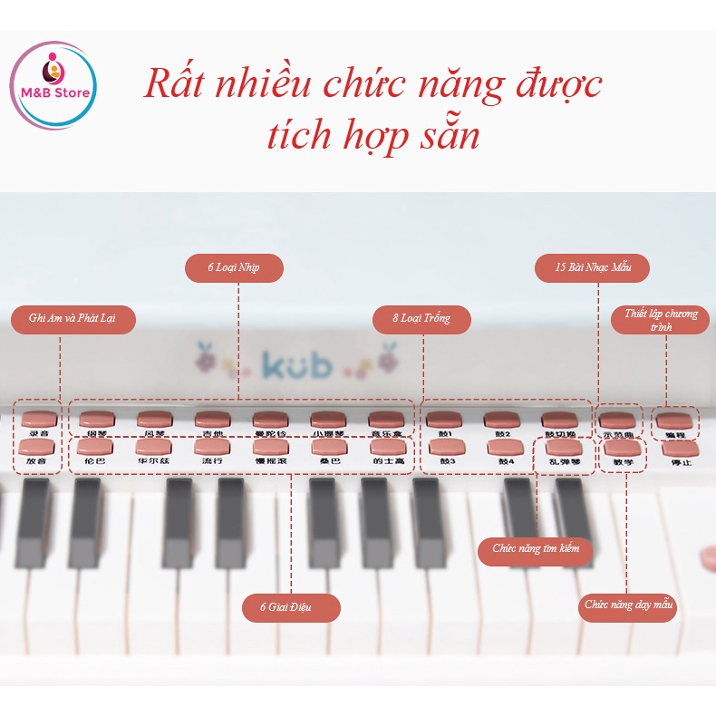 (Bản Quốc Tế) Đồ Chơi Đàn Mini Piano Cao Cấp - KUB, Đèn LED Hướng Dẫn, Âm Thanh Cực Hay
