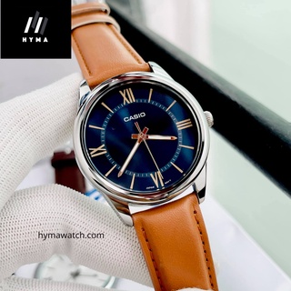 Đồng hồ nam dây da mặt xanh Casio MTP V055L-2B5 Bảo hành 1 năm Hyma watch