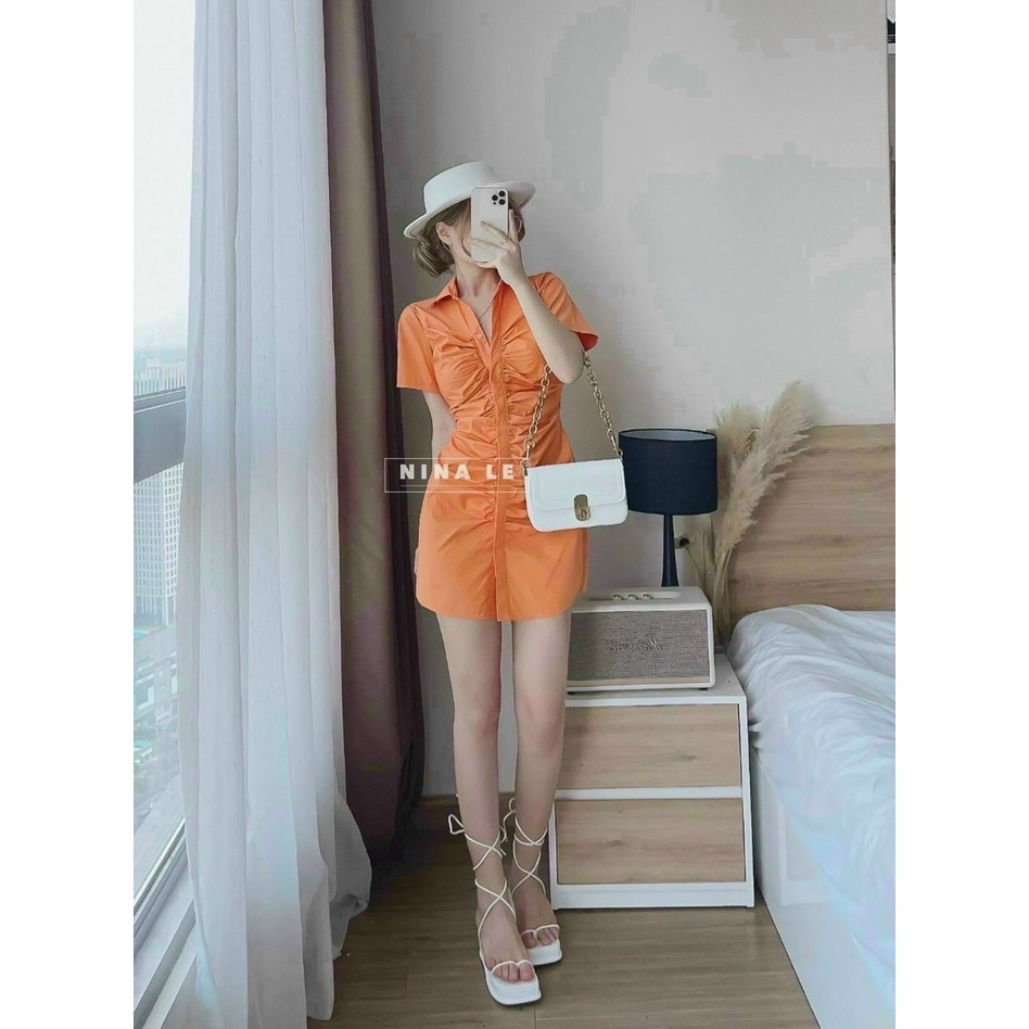 (Ưu Đãi Freeship)Đầm sơ mi nhún from ôm cực xinh chất siu cao cấp,hàng loại 1 có  4 màu siêu hot