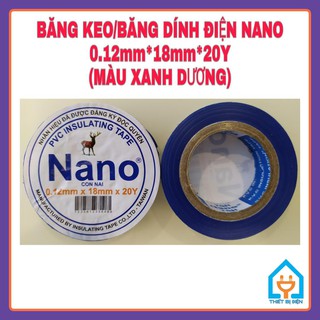 [BĂNG KEO ĐIỆN NANO, MÀU XANH DƯƠNG 20Y] BĂNG KEO ĐIỆN, BĂNG DÍNH ĐIỆN NANO (0.12mm*18mm*20Y) - MÀU XANH DƯƠNG