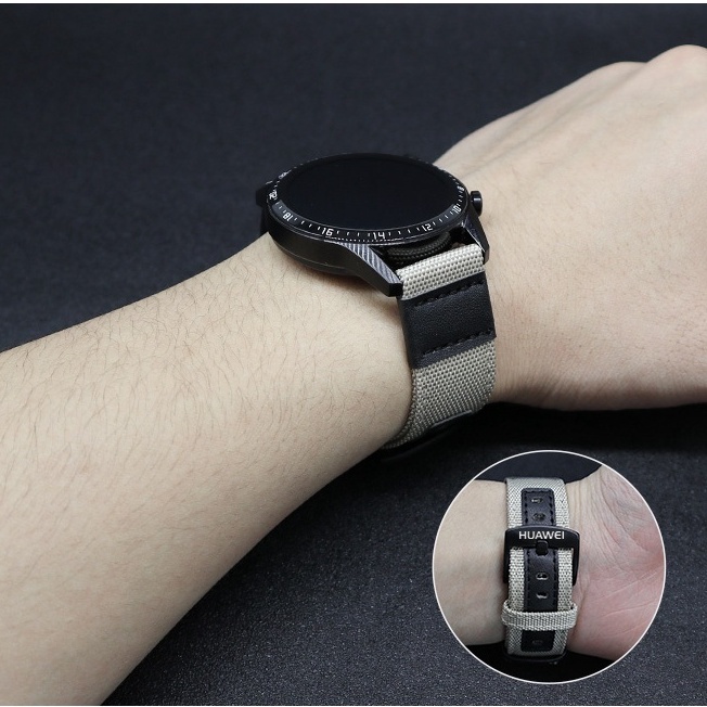 Dây Đeo Bằng Da nylon 22mm Cho Đồng Hồ huawei gt3 46mm / gt2 46mm / pro / gt2e / watch3pro honor magic2 46mm / gs pro