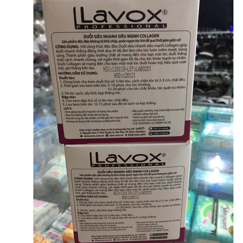 LAVOX Duỗi tóc siêu nhanh siêu mạnh collagel 500mlx2