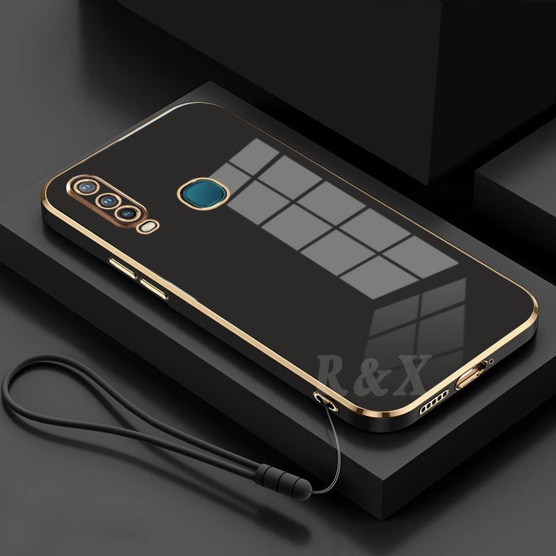 Ốp Điện Thoại Silicon Vuông Mạ Màu 6D Có Dây Đeo Cho Huawei Y6P 2020 Y7A Nova 8i 5T 7i 7SE 3i Y9S Y7 Pro Y9 Prime 2019 X