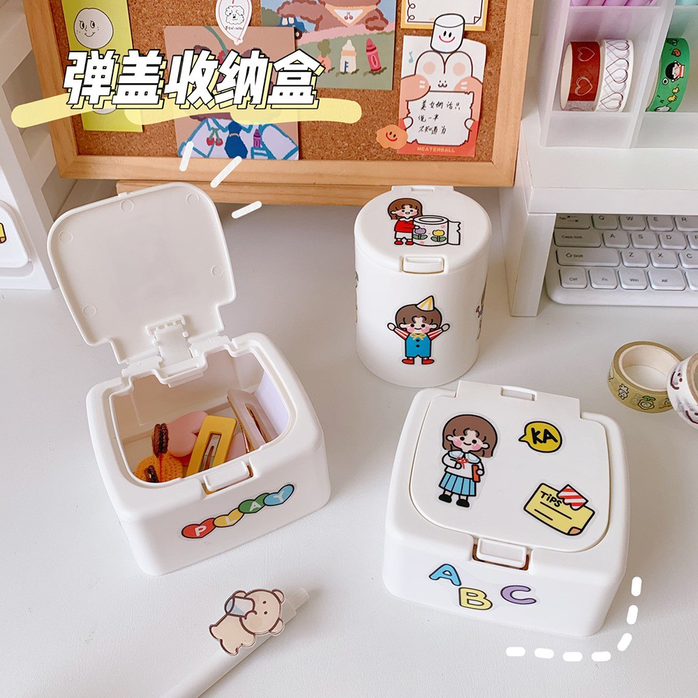 Hộp đựng sticker washi tape mỹ phẩm trang sức có nắp ấn tiện dụng xinh xắn