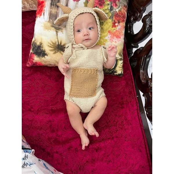 Bộ len móc hình trâu cho bé