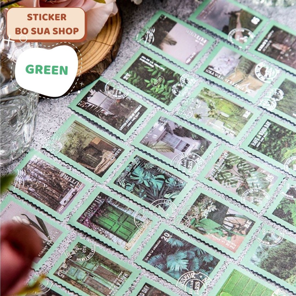 Set 50 sticker tem thư ánh bạc cổ điển trang trí phong bì sổ tay ốp lưng phong cách Châu Âu