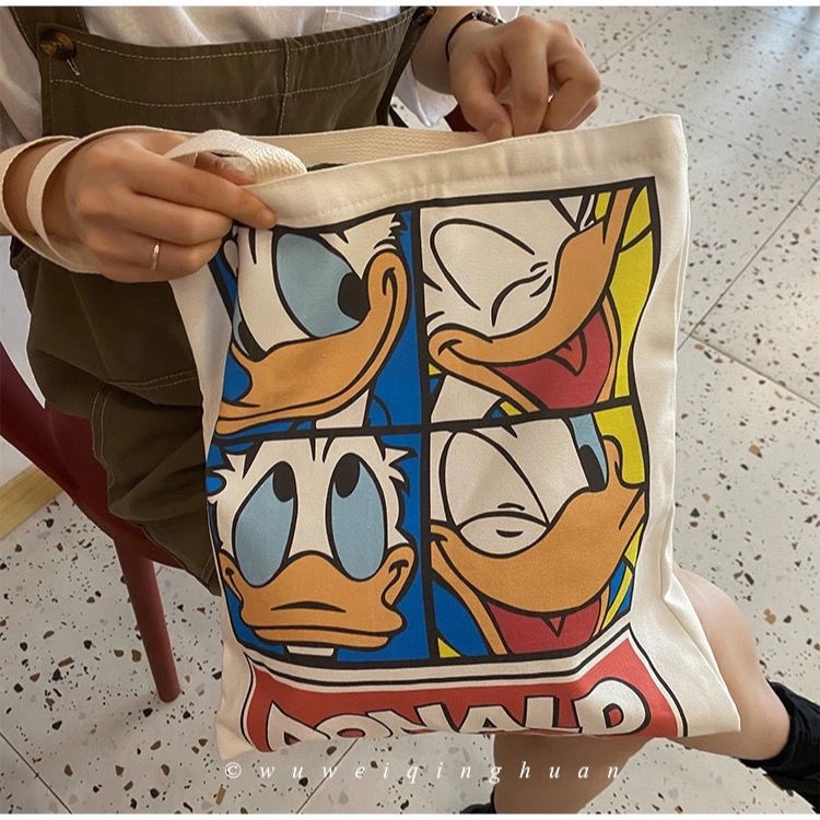 Donald Duck Túi Xách Nữ Vải Canvas In Hình Vịt Donald Xinh Xắn