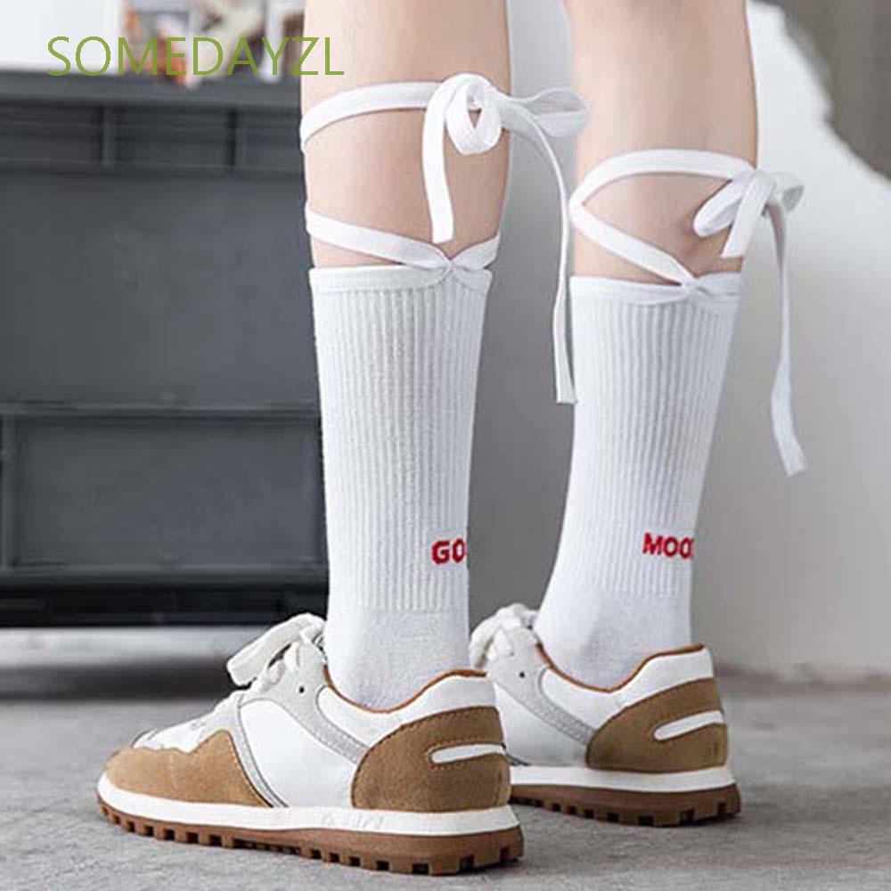 Vớ Cotton Dài Mềm Mại Màu Trơn In Chữ Phong Cách Lolita Nhật Bản Thời Trang Cho Nữ