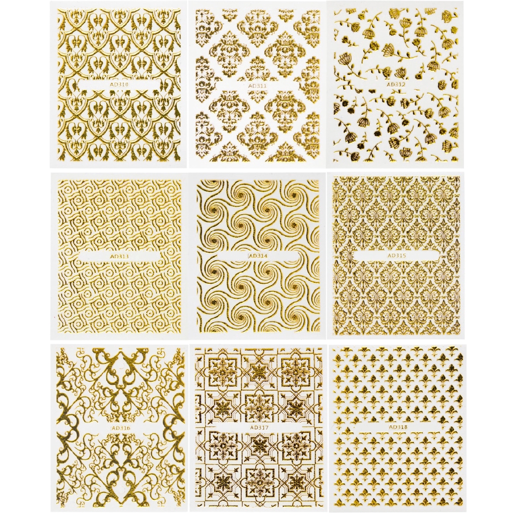 Bộ 20 nhãn dán hình hoa 3D màu vàng dùng trang trí móng tay DIY