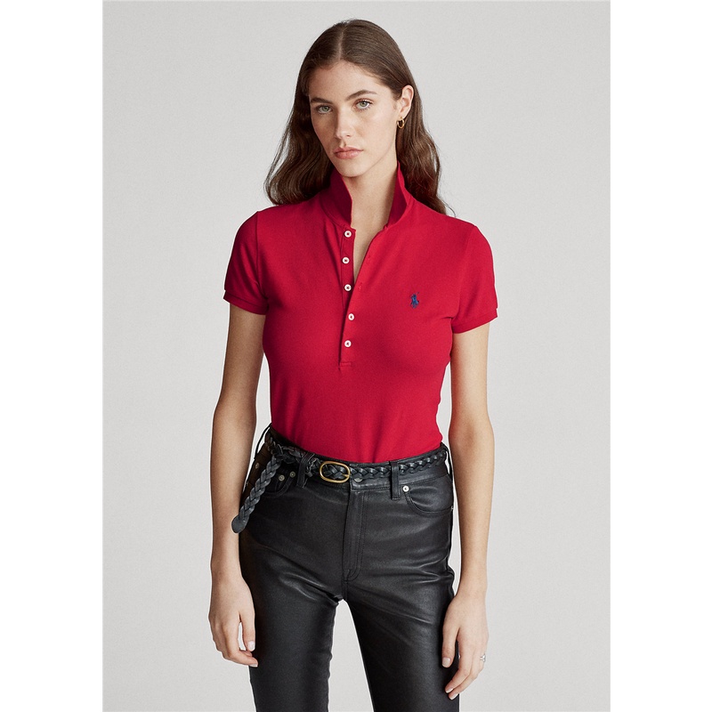 Áo thun polo tay ngắn dáng ôm thêu hình Ralph Laurens cao cấp thời trang cho nữ