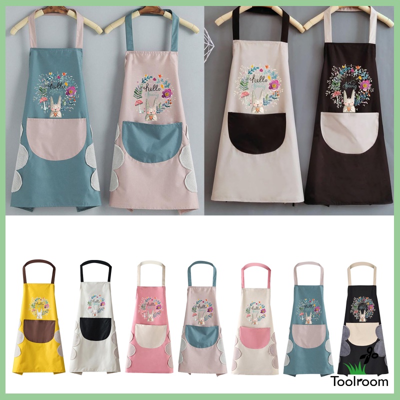 Tạp Dề Nấu Ăn Có Túi Và Khăn Lau Tay Màu Hồng Nhạt Dành Cho Nữ