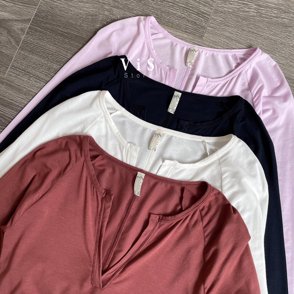 Áo thun gân nữ tay dài ôm body