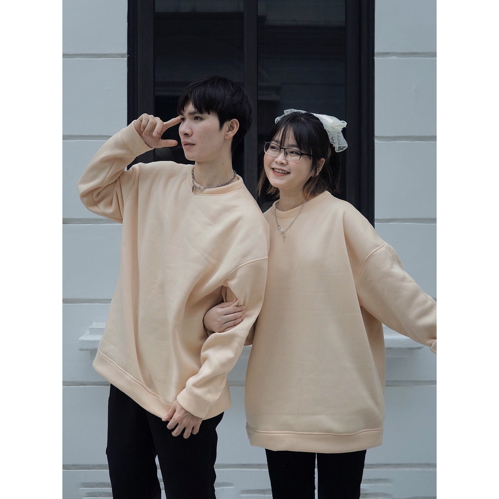 Áo sweater oversize trơn KATI from rộng cho nam và nữ chất liệu nỉ bông | BigBuy360 - bigbuy360.vn
