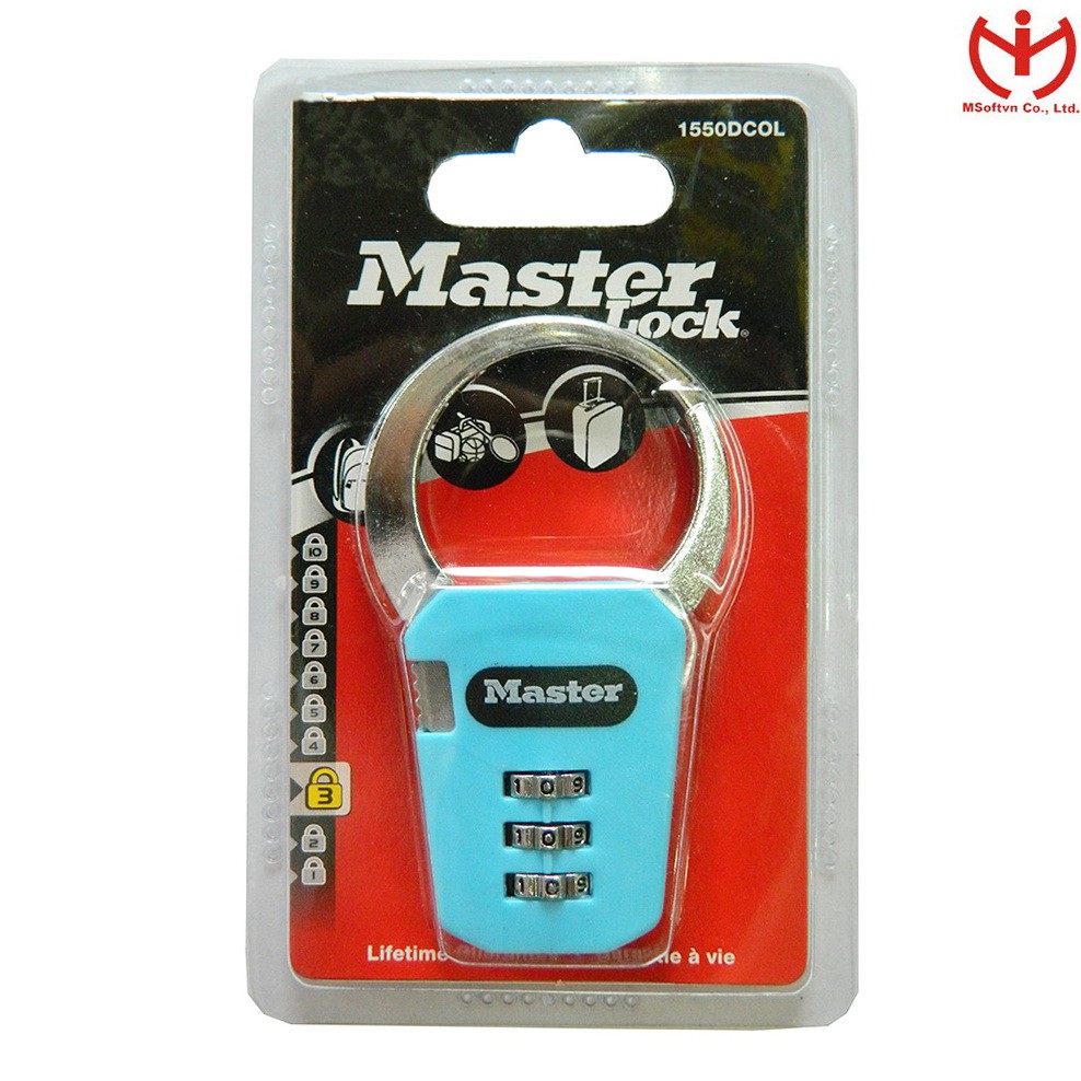 [Hỏa tốc HCM] Ổ khóa số Master Lock 1550 DCOL móc càng cua dùng khóa vali ba lô hành lý - MSOFT