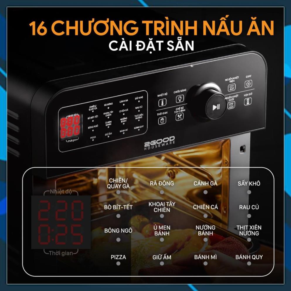 [ SẴN HÀNG] Nồi Chiên Không Dầu 2GOOD S20 Inox 304 - 15 Lít - Chế Biến Cùng Lúc 2 Món -16 Chế Độ Nấu BH 12 tháng