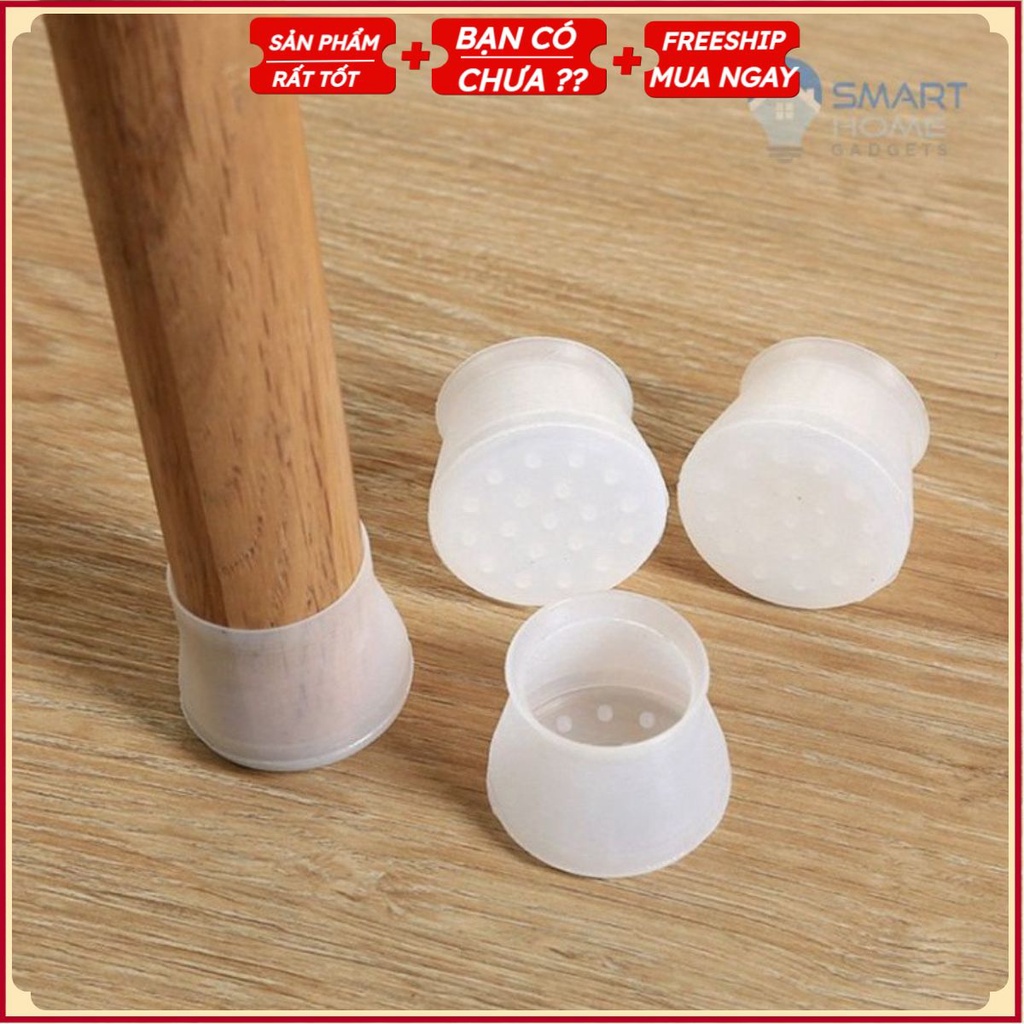 Combo 4 Miếng Bọc Chân Ghế - Miếng Bọc Chân Bàn Bằng Silicone Dày, Chống Xước Sàn Nhà, Chống Trượt .