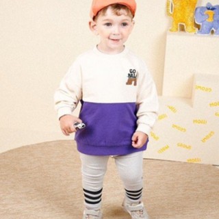 Bộ ngủ thu đông mollimelli , quần legging kẻ sọc ngang 229b021t