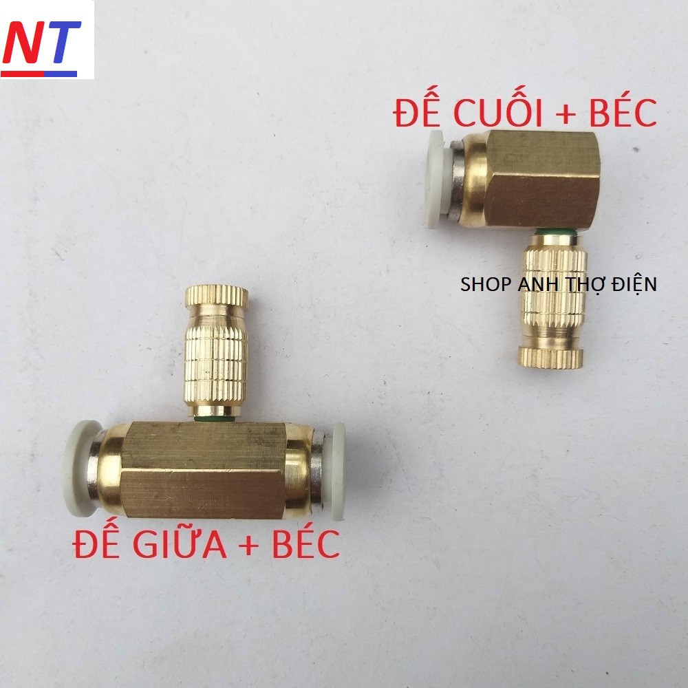 Béc phun sương bằng đồng số 1-2-3 kèm Chân nối