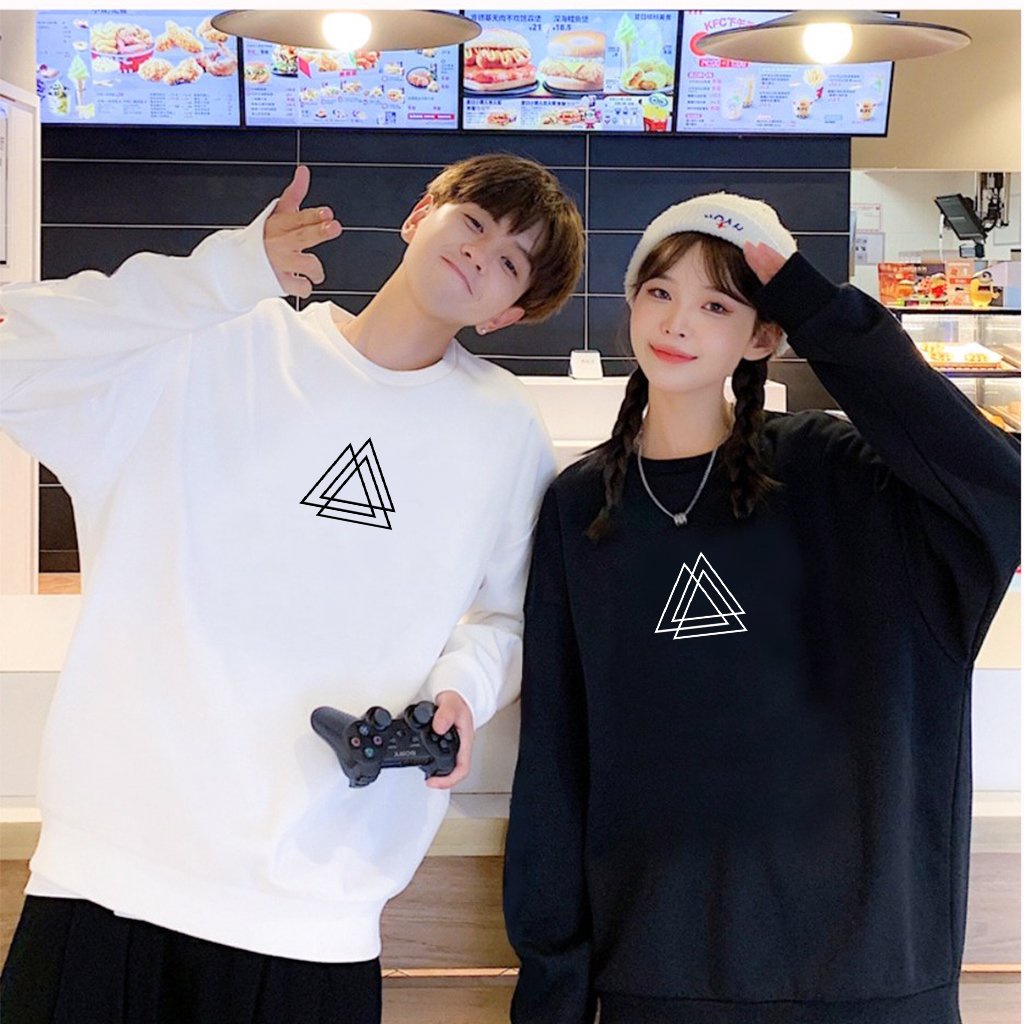 Áo nỉ sweater nam nữ in hình Tam giác 3D độc đáo, dễ phối đồ, áo phông tay lỡ form unisex