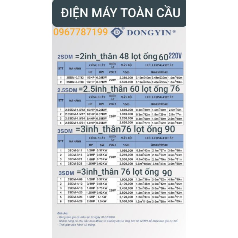 MÁY BƠM NƯỚC HOẢ TIỄN DONGYIN thân 76. 1/2HP_0.37KW