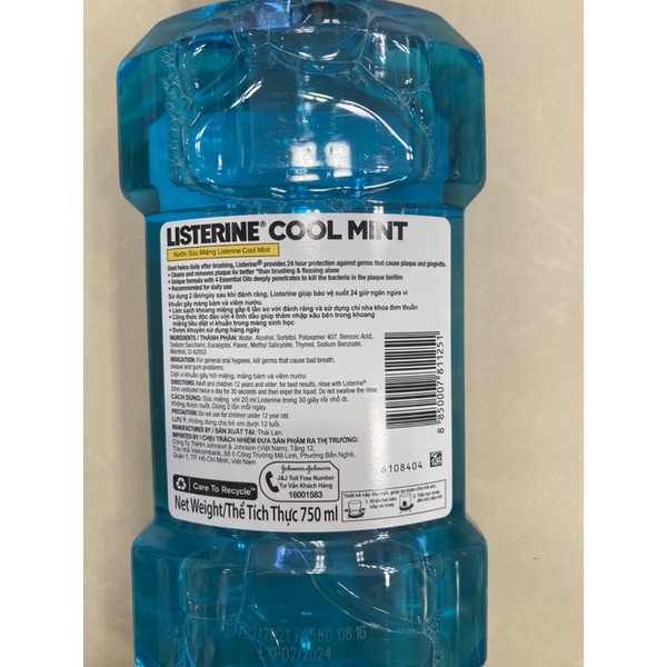 Nước súc miệng Listerine Coolmint 750ml