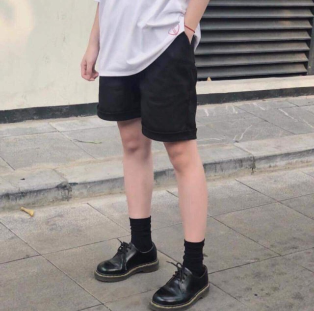 FREESHIP 50K - QUẦN SHORT KAKI ĐEN Nam Nữ UNISEX
