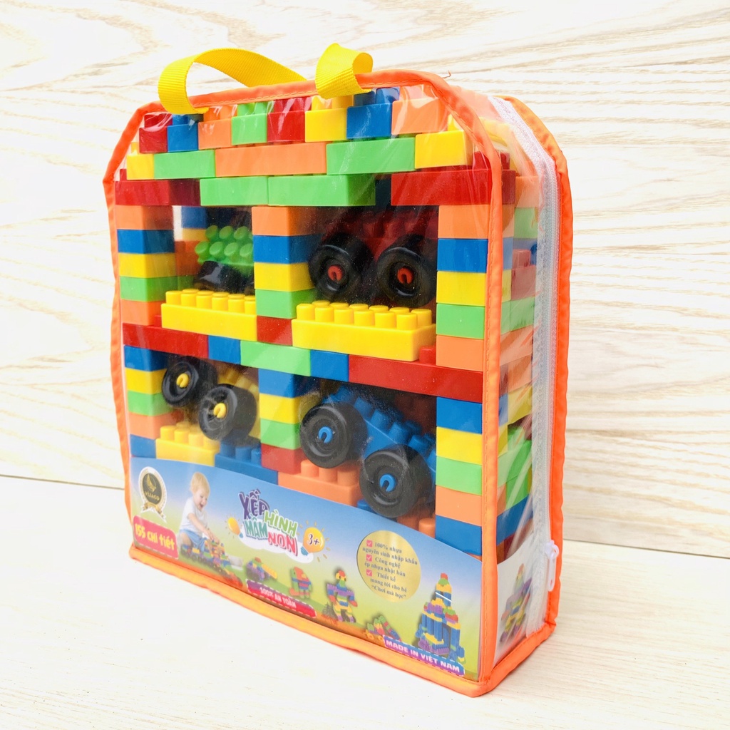 Bộ Xếp Hình Lego Mầm Non 155 Chi Tiết Bằng Nhựa Cho Bé Sáng Tạo Phát Triển Tư Duy Logic