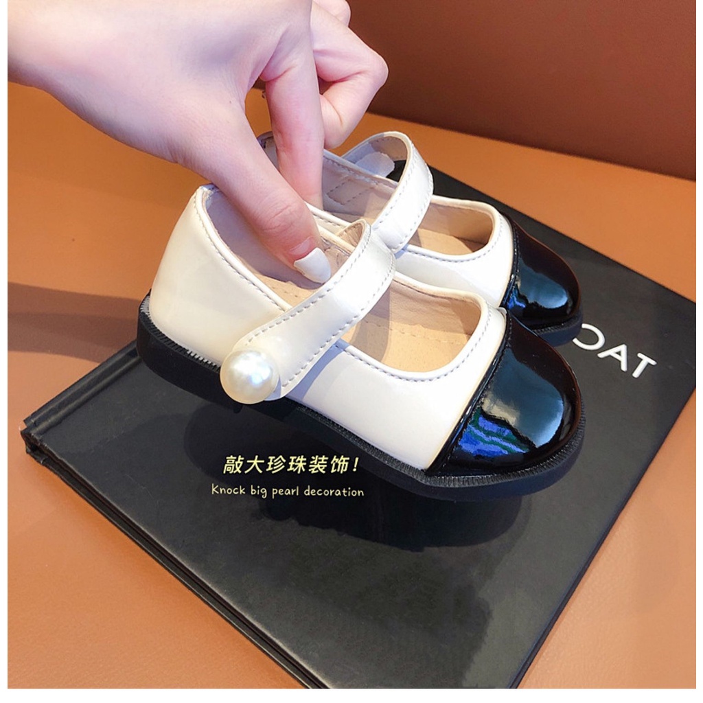 ￼￼Giày Bé Gái - Giày búp bê da mềm phong cách Vintage Hàn Quốc có quai dán A480 (có ảnh thật)