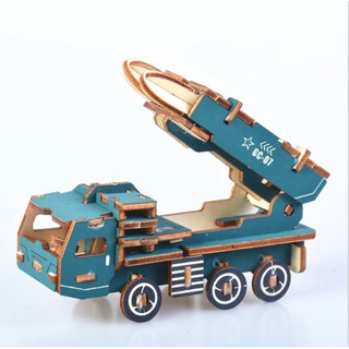 Đồ Chơi Lắp Ráp Gỗ 3D Mô Hình Xe Tên Lửa Mini