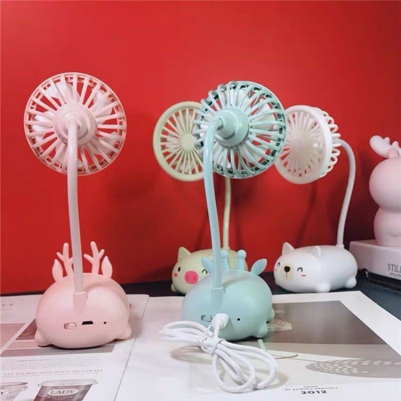 QUẠT TÍCH ĐIỆN MINI CUTE NHỎ GỌN ĐỂ BÀN,QUẠT HÌNH THÚ CẦM TAY XOAY 360° LOẠI TỐT