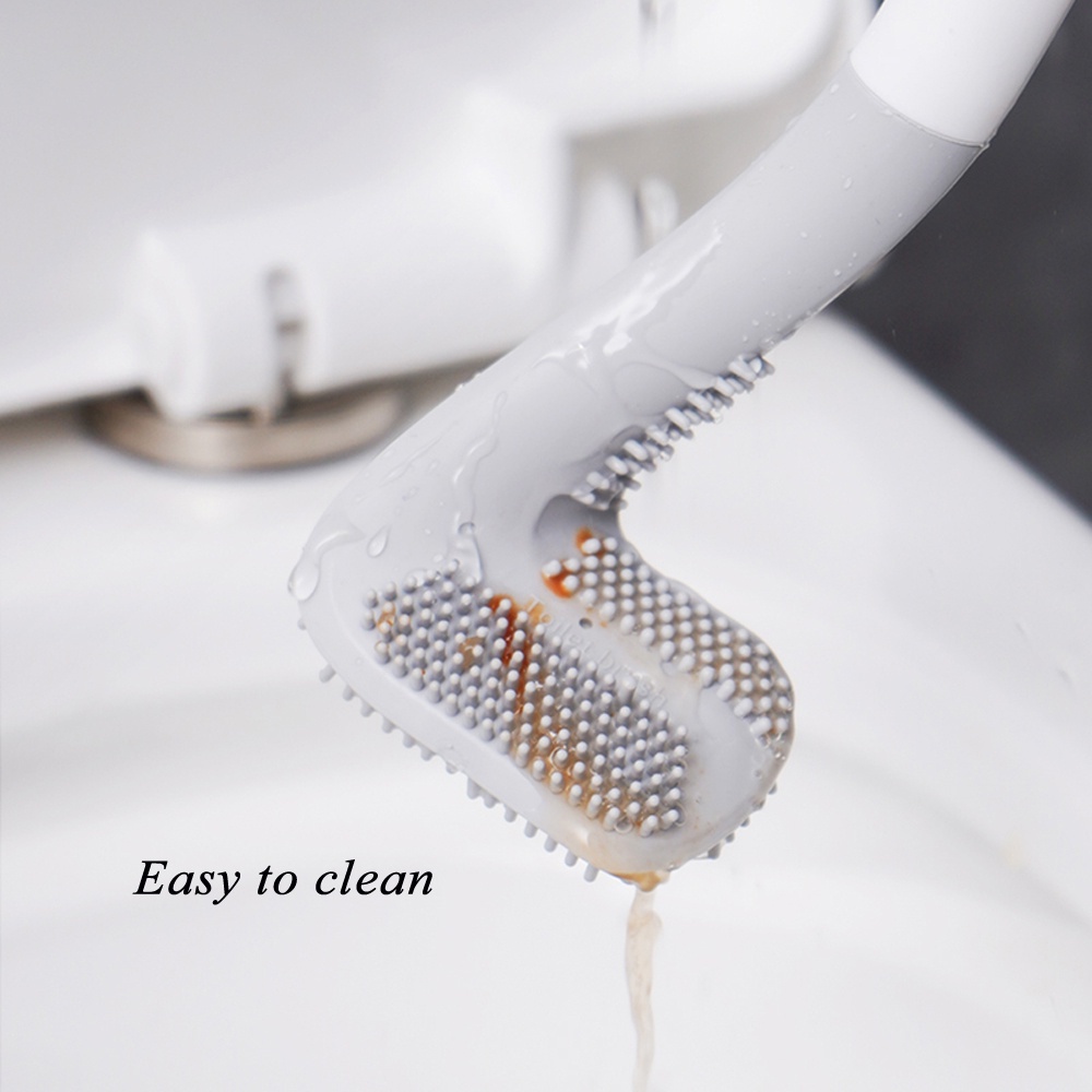 Bàn chải silicone vệ sinh toilet/ nhà tắm/ nhà bếp gắn tường có móc treo tiện dụng