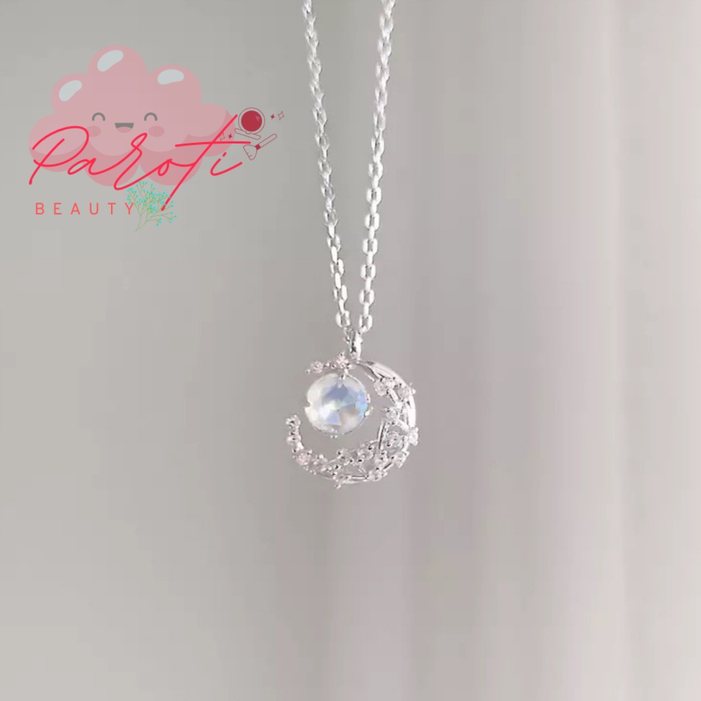 Vòng cổ bạc mặt trăng và ngôi sao phong cách Hàn Quốc