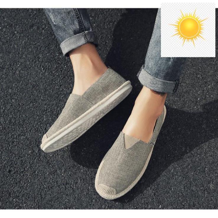 🤳✍️ Slip on nam - Giày lười vải nam cao cấp - Vải bố màu rêu xám, mũi cói - Mã SP 2905 (có size 44) 🤳✍️
