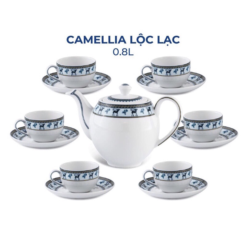 Bộ Ấm Trà Minh Long 0.8 L Camellia Lộc Lạc hàng đẹp, cao cấp, sang trọng đãi khách, quà tặng