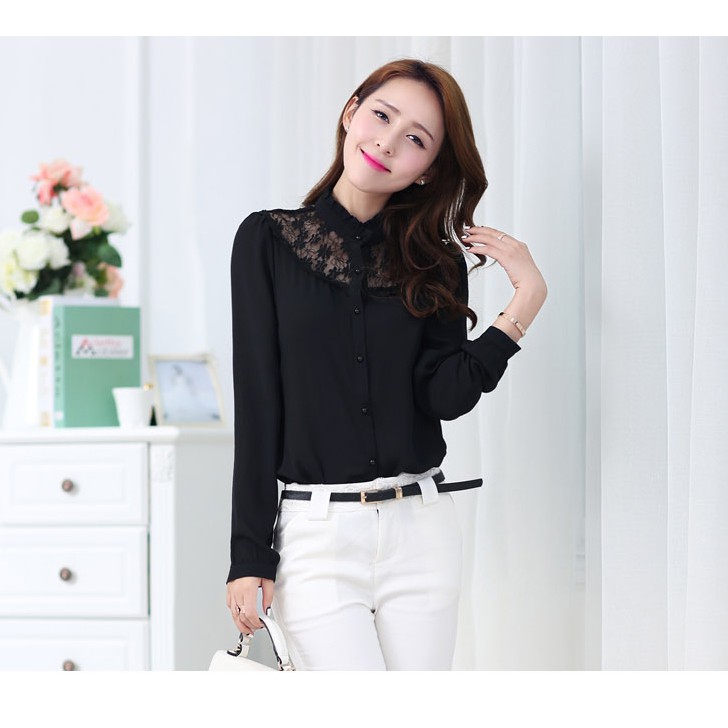 Áo sơ mi phối ren Evy – MS0064A