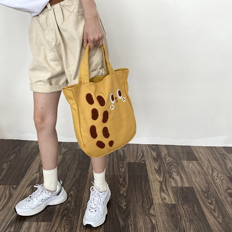 Túi Canvas Thêu Hình Đậu Phộng Đa Năng Tiện Dụng Cho Nữ