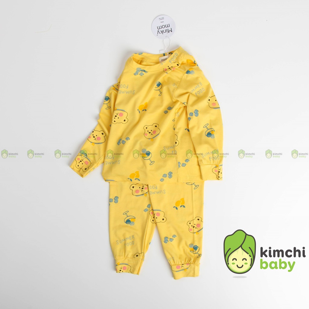 Đồ Bộ Bé Trai, Bé Gái Minky Mom Vải Thun Lạnh Họa Tiết In Chìm Caro Dễ Thương, Bộ Dài Tay Cho Bé Mặc Nhà MKMTD2108