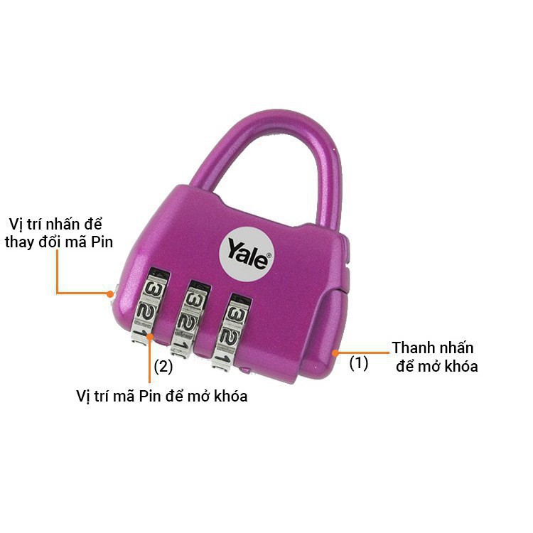 Hot!!! Khóa vali NOVELTY 3 số màu tím (Y-NOVELTY-2PURPLE) YALE chính hãng