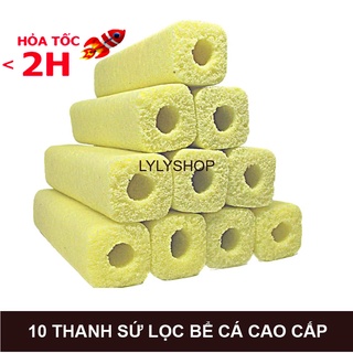 10 Sứ lọc thanh 15 x 3.8cm cao cấp, vật liệu lọc hồ cá, bể cá,loại bỏ kim loại nặng, bổ sung khoáng chất & nguyên tố