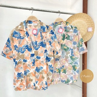 Áo sơ mi nữ cổ vest loang màu freesize Pumi