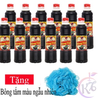  Combo 12 chai Nước tương Nam Dương Hàng Việt chai 500ml Tặng 1 bông tắm màu ngẫu nhiên - nước chấm con mèo đen 