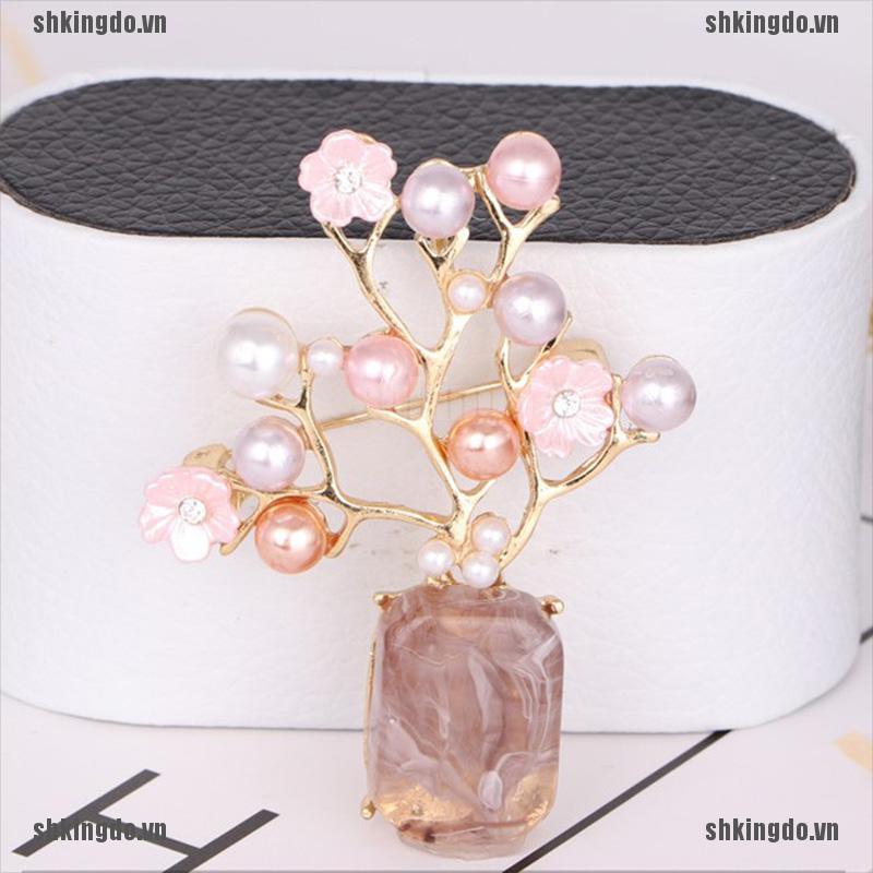 Trâm cài áo hình hoa mận đính đá sang trọng cho nữ