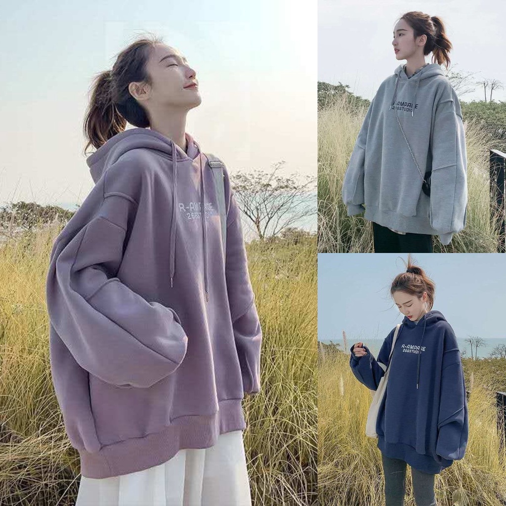 Mới Áo Hoodie Tay Dài Dáng Rộng Thời Trang Cho Nữ