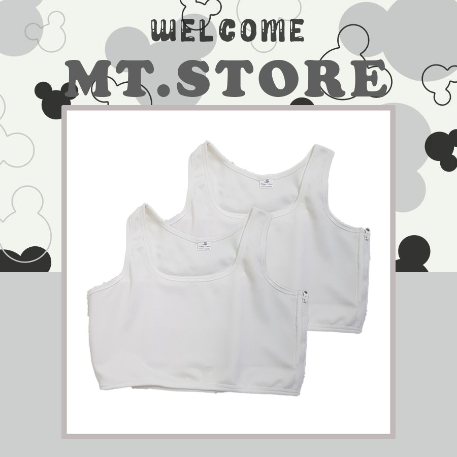 Áo lót nịt ngực ba lỗ ngắn lửng dây kéo cotton có viền phong cách Tomboy, Transguy bó sát vòng 1 hiệu quả